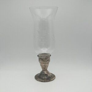Duchin Sterling Silver Weighted MCM Mid Century Candle Holder W/ Hurricane Globe